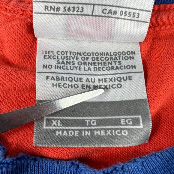 VTG Nike New York Met Center Swoosh Ringer Shirt Extra Large Orange Thrashed Tee - Picture 12 of 16